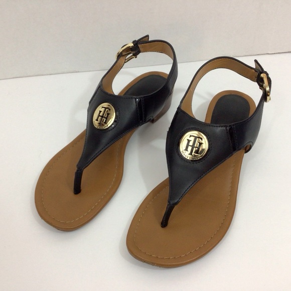 Tommy Hilfiger “Twkurly” Black Thong Sandals, 10M - Picture 1 of 8